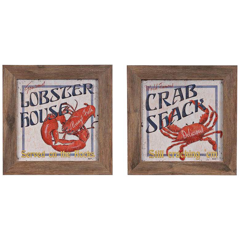 Image 1 Crab Shack I and II 2-Piece 16 inch Square Framed Wall Art Set