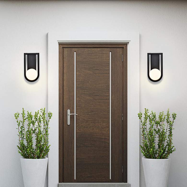 Image 7 Cradle 12" High Matte Black LED Outdoor Wall Light more views