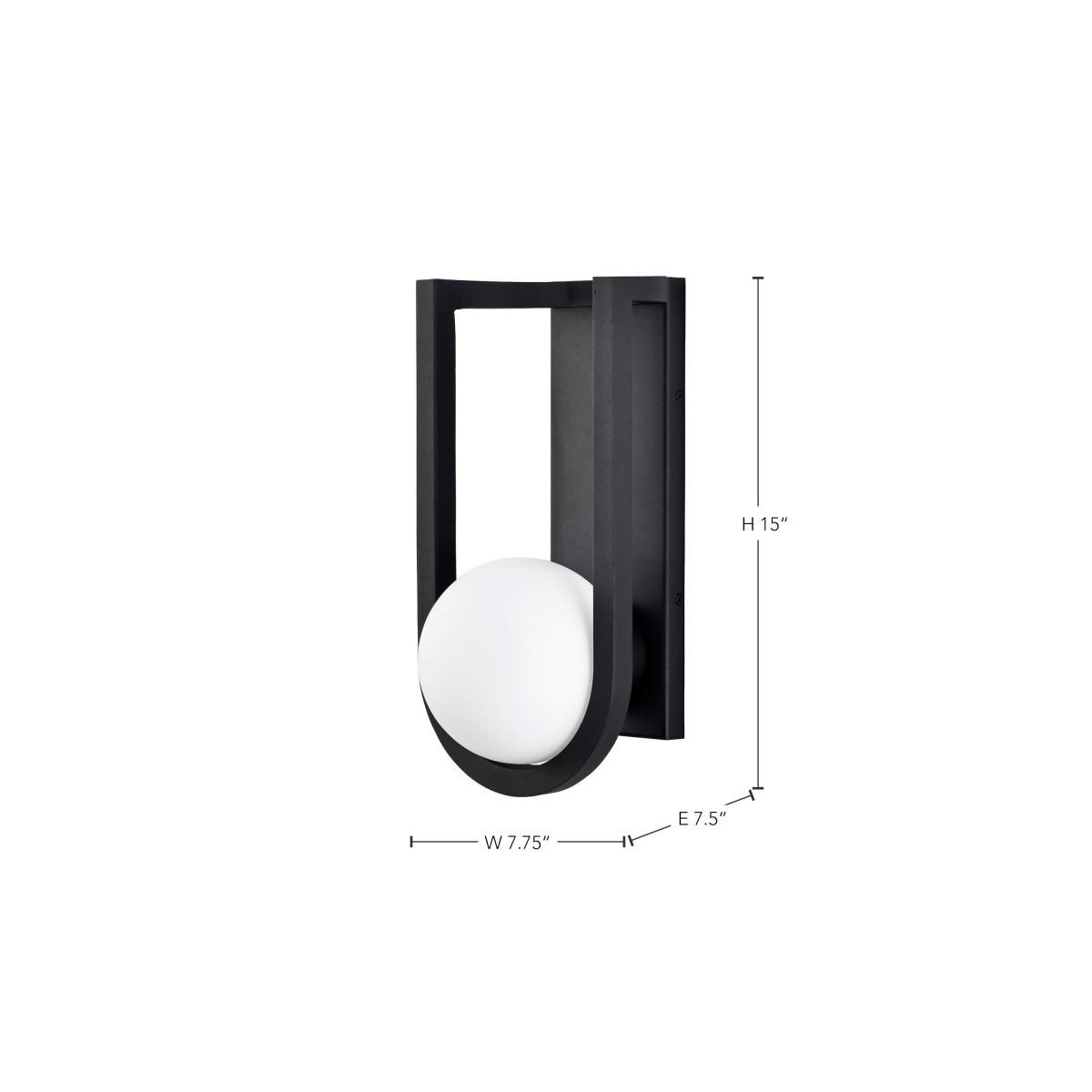 Cradle; 6W LED; Large Wall Lantern; Matte Black with White Opal Glass