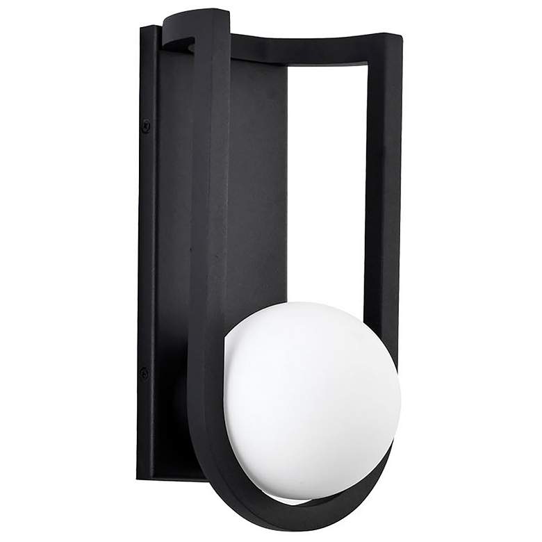 Image 1 Cradle; 6W LED; Medium Wall Lantern; Matte Black with White Opal Glass