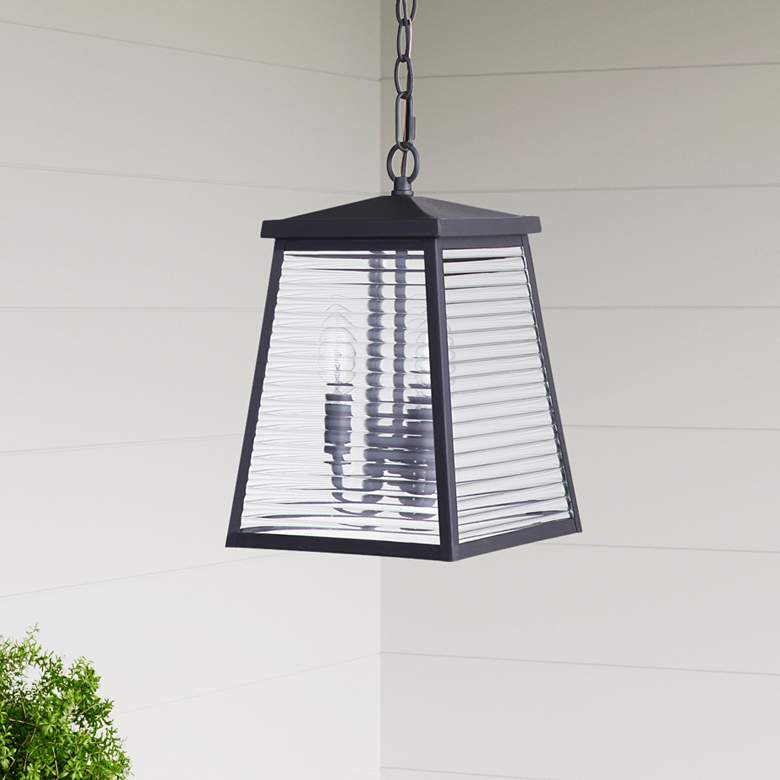 Image 1 Craftmade Armstrong 12 3/4" High Black and Glass Outdoor Hanging Light