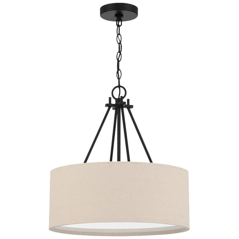 Image 1 Craftmade Duke 18" Wide Modern White Linen Shade Chandelier