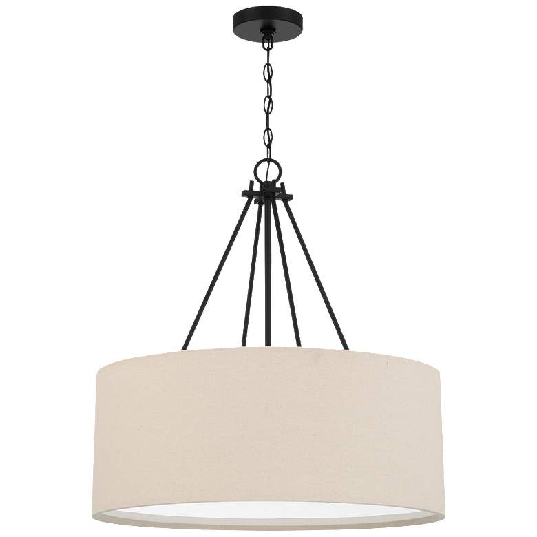 Image 1 Craftmade Duke 24" Wide Modern White Linen Shade Chandelier