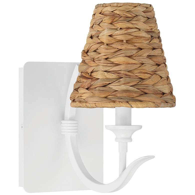 Image 1 Craftmade Kokomo 10" High White Finish Rattan Shade Wall Light