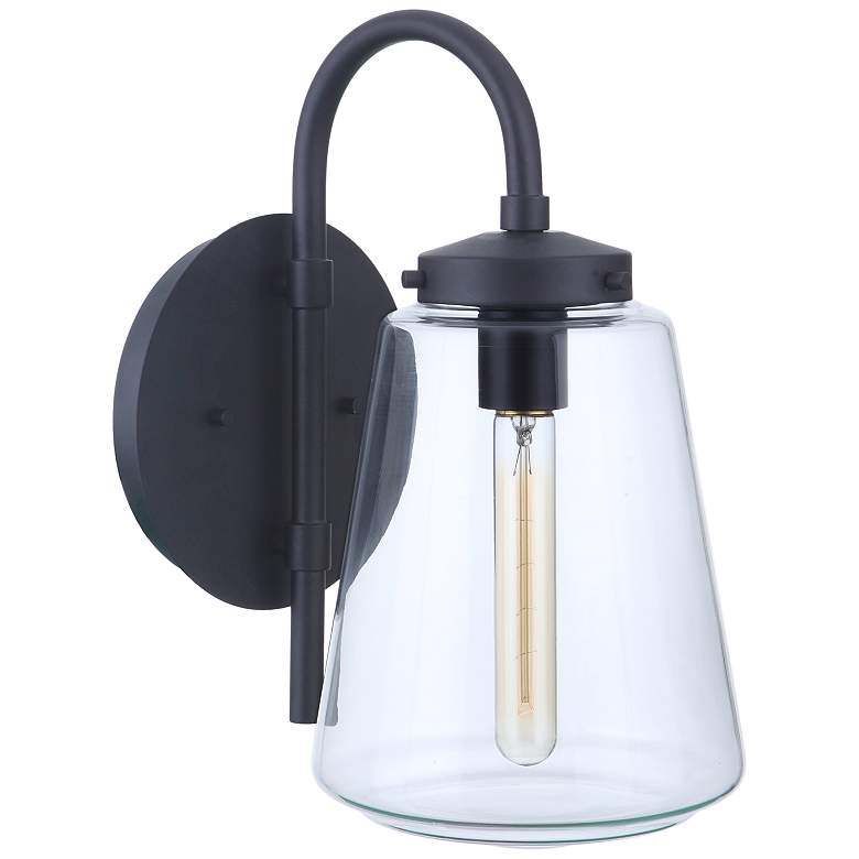 Image 1 Craftmade Laclede 15" High Midnight Black and Glass Outdoor Wall Light