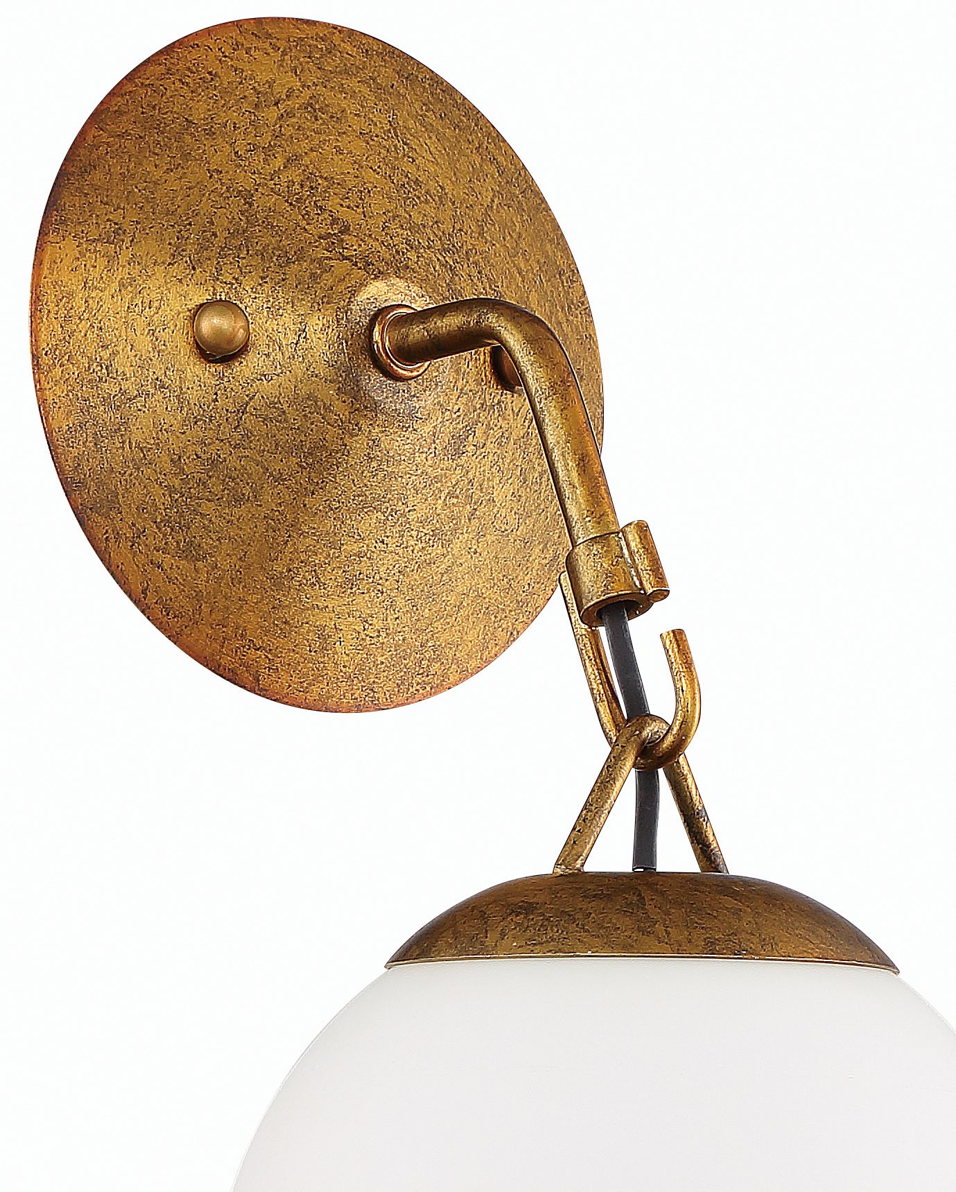 Image 3 Craftmade Orion 12 3/4" High Patina Aged Brass White Globe Wall Sconce more views
