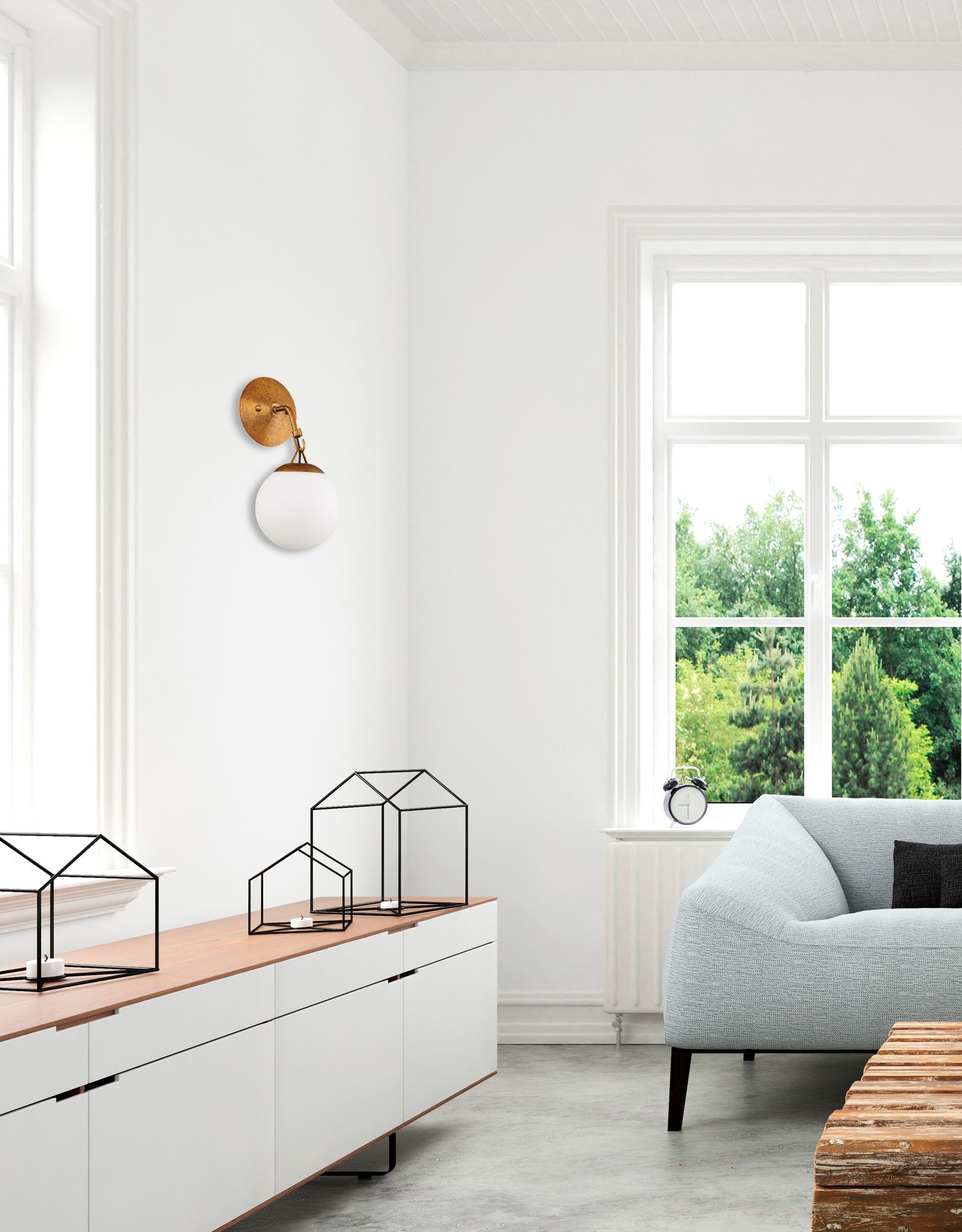 Image 4 Craftmade Orion 12 3/4" High Patina Aged Brass White Globe Wall Sconce more views