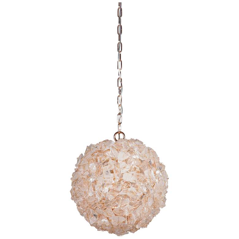 Image 1 Craftmade Roxx 14" Modern Gold and Natural Rock Crystal Globe Pendant