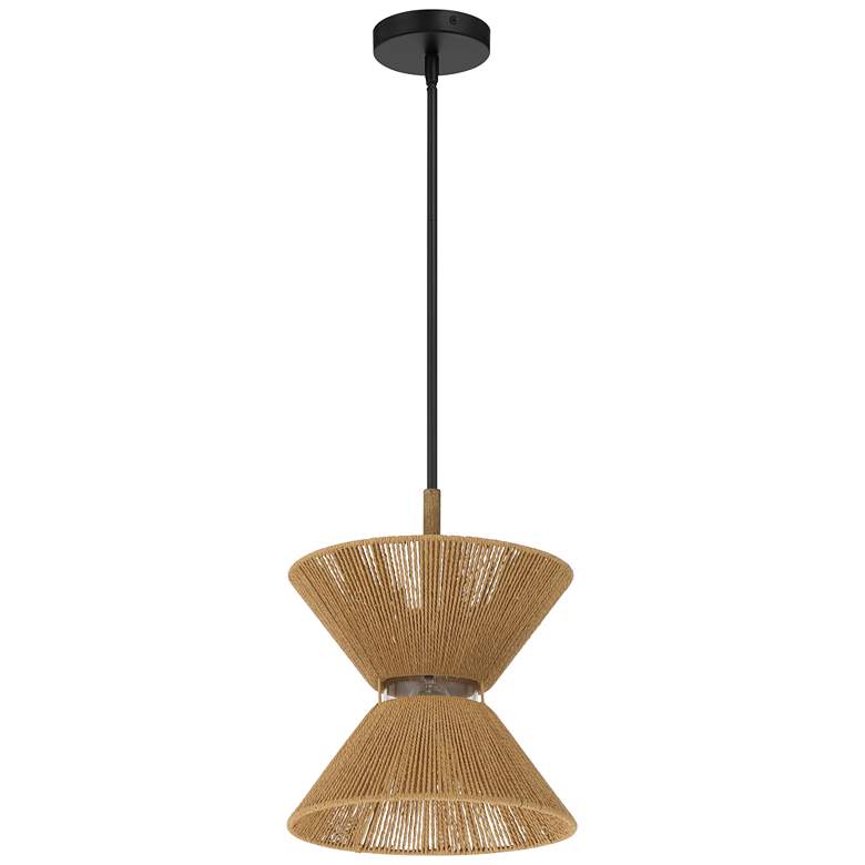 Image 1 Craftmade Serena 12" Black and Natural Hemp Modern Hourglass Pendant