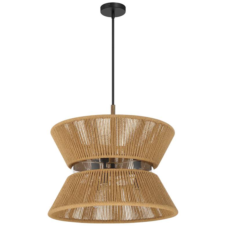 Image 1 Craftmade Serena 24" Black and Natural Hemp Modern Hourglass Pendant