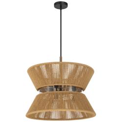 Craftmade Serena 24" Black and Natural Hemp Modern Hourglass Pendant