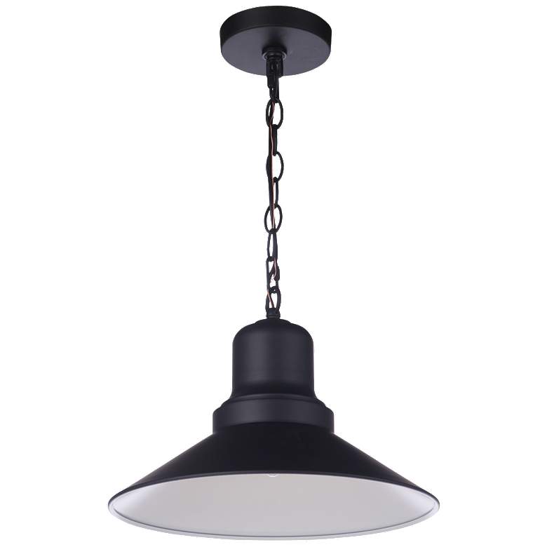Image 1 Craftmade Singleton 14" Industrial Black Outdoor Barn Pendant Light