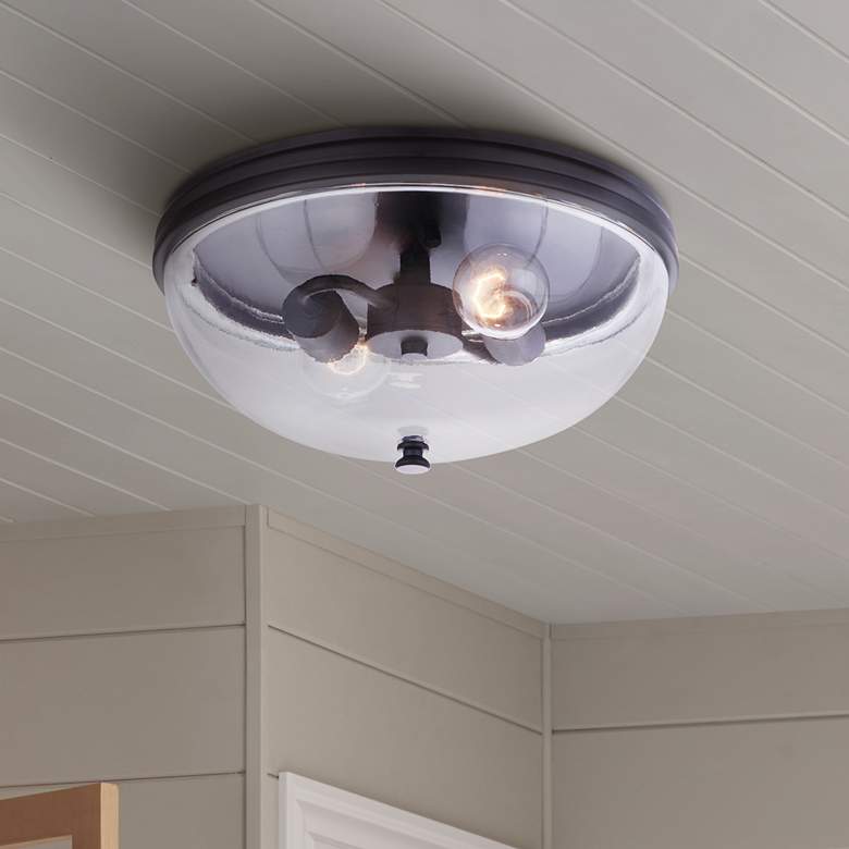 Image 1 Craftmade Sivo 13"W Midnight 2-Light Outdoor Ceiling Light