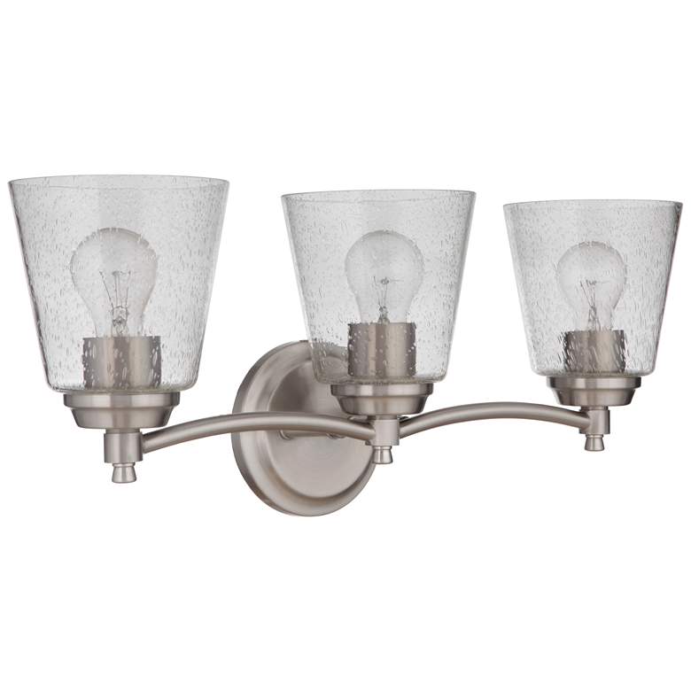 Image 1 Craftmade Tyler 22 1/2" 3-Light Nickel Clear Seeded Glass Bath Light