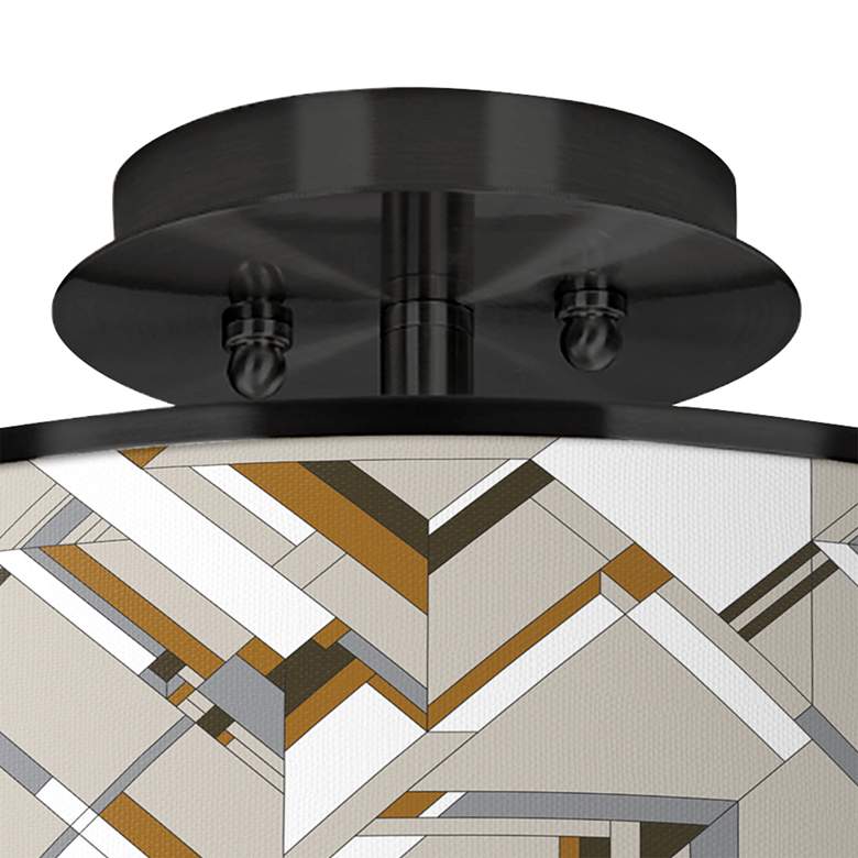 Image 2 Craftsman Mosaic Black 14 inch Wide Ceiling Light more views