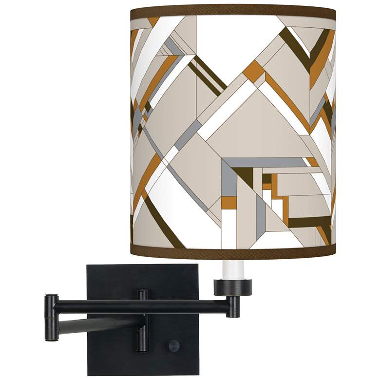 Image 1 Craftsman Mosaic Espresso Bronze Swing Arm Wall Lamp