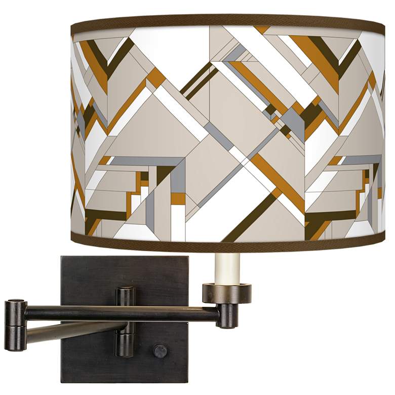 Image 1 Craftsman Mosaic Giclee Bronze Swing Arm Wall Lamp