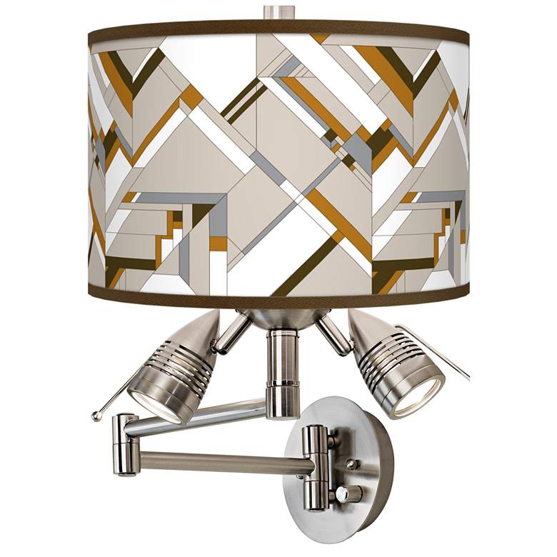 Image 1 Craftsman Mosaic Giclee Plug-In Swing Arm Wall Lamp