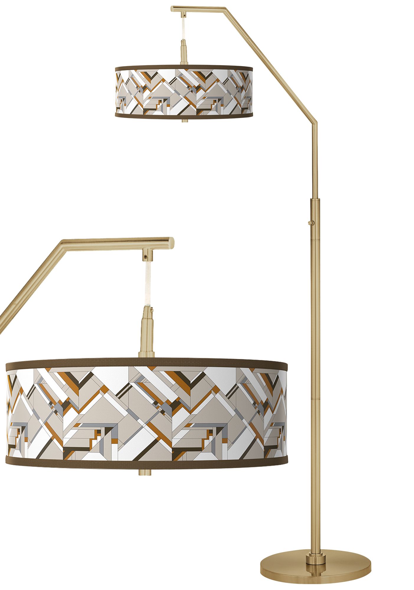 Image Craftsman Mosaic Giclee Warm Gold Arc Floor Lamp