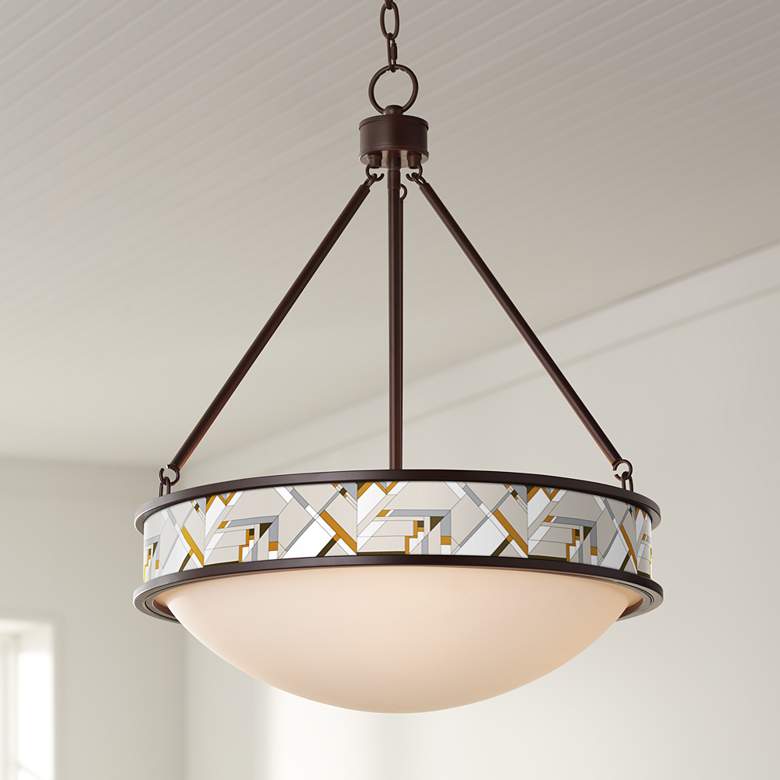 Image 1 Craftsman Mosaic Lamont 20 1/2" Wide Bronze Pendant Light