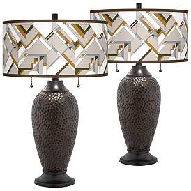Image1 of Craftsman Mosaic Oil-Rubbed Bronze Table Lamps Set of 2