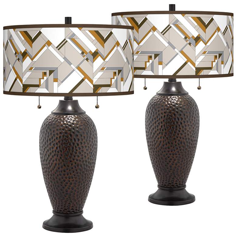 Image 1 Craftsman Mosaic Oil-Rubbed Bronze Table Lamps Set of 2