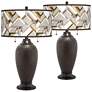 Craftsman Mosaic Oil-Rubbed Bronze Table Lamps Set of 2