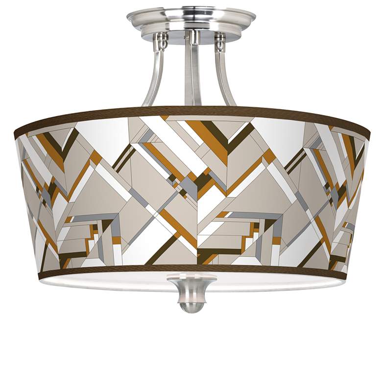 Image 1 Craftsman Mosaic Tapered Drum Giclee Ceiling Light