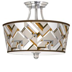 Craftsman Mosaic Tapered Drum Giclee Ceiling Light