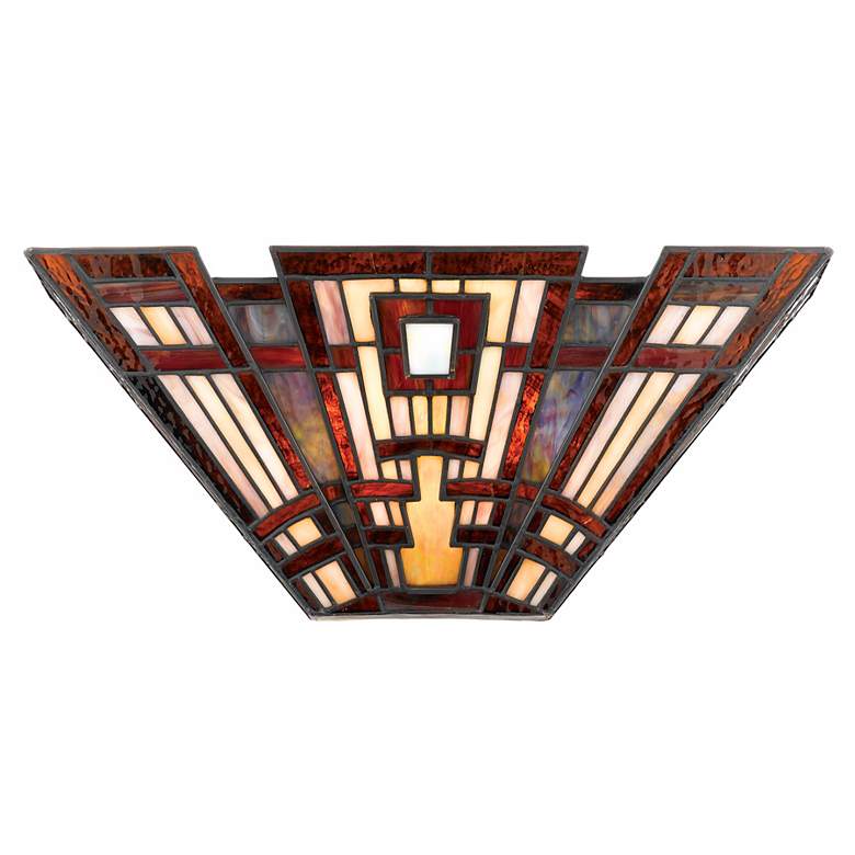 Image 2 Craftsman Tiffany-Style Valiant Bronze Pocket Wall Sconce