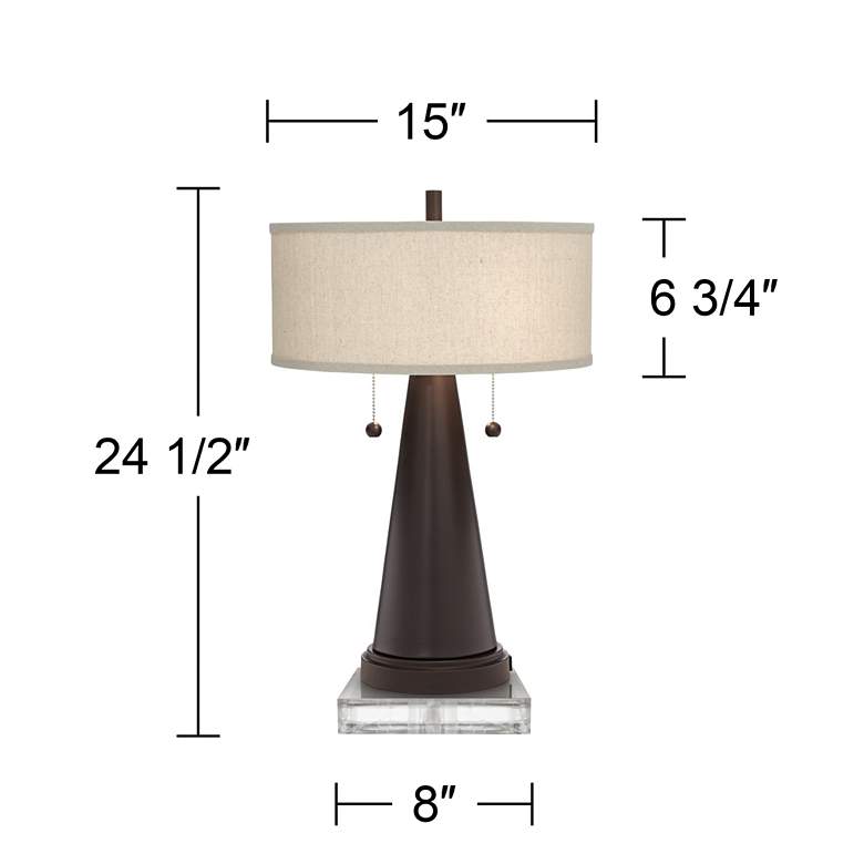 Image 7 Craig Bronze Table Lamps With USB With 8" Square Risers more views