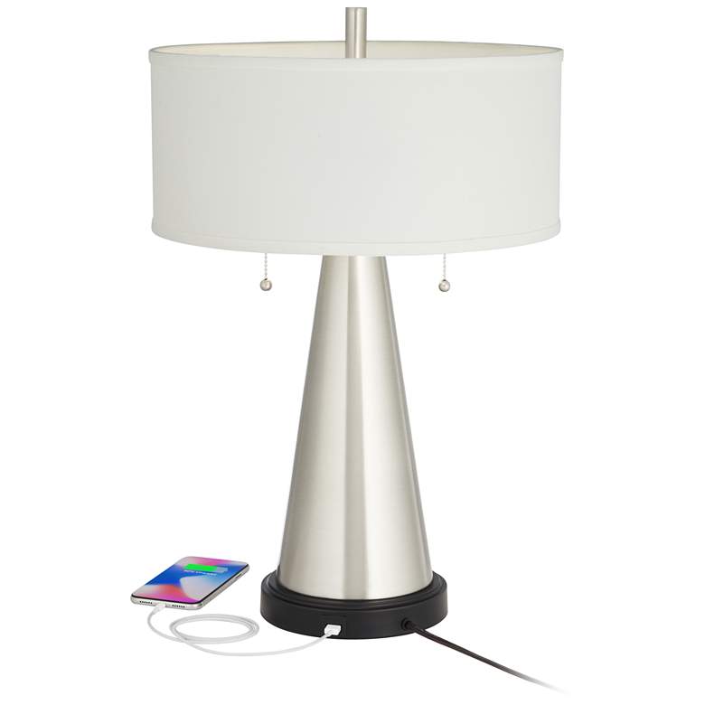Craig Brushed Nickel Modern USB Table Lamps Set of 2 more views