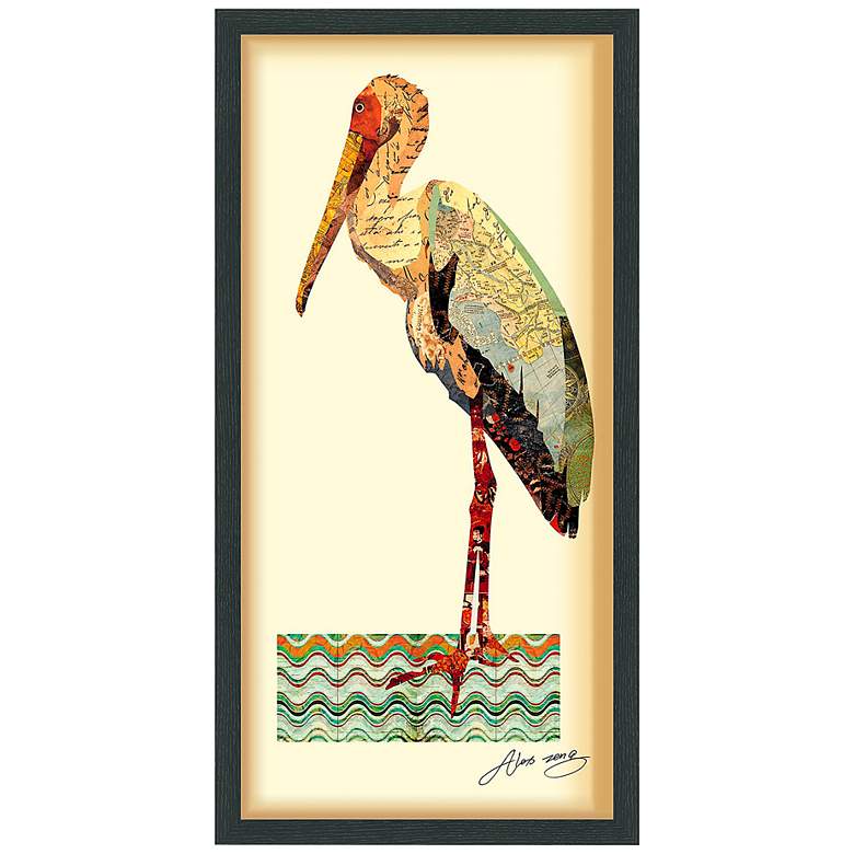 Image 2 Crane 33" High Dimensional Collage Framed Wall Art