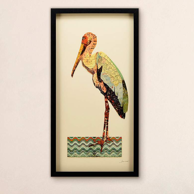 Image 1 Crane 33 inch High Dimensional Collage Framed Wall Art