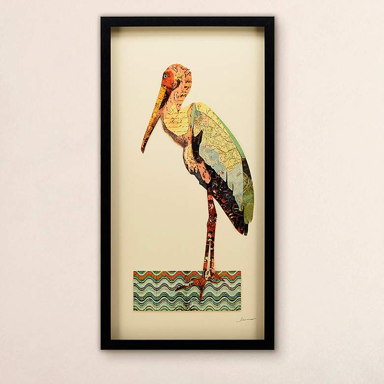Image 1 Crane 33" High Dimensional Collage Framed Wall Art
