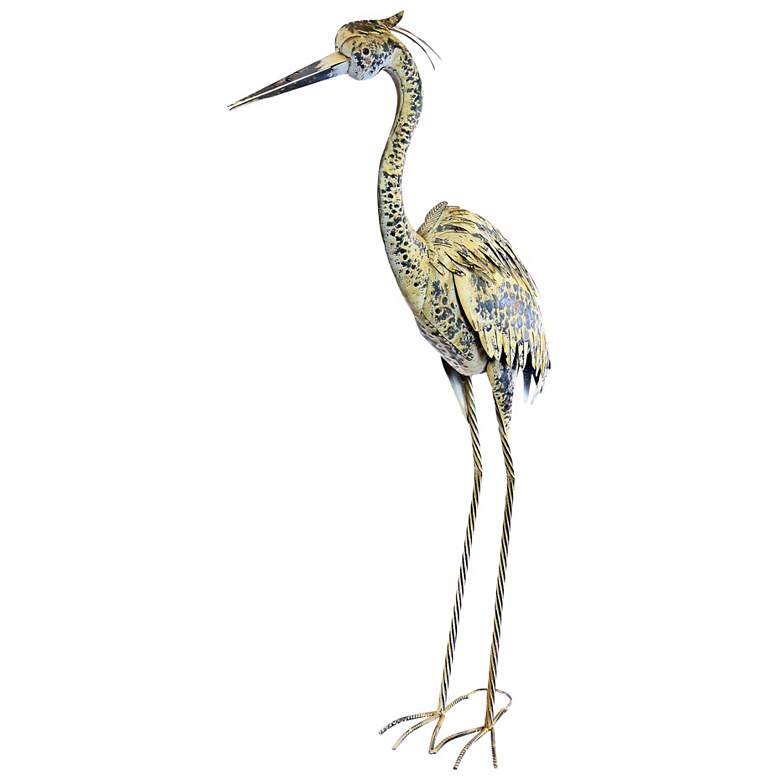 Image 1 Crane 49" High Metal Outdoor Stake Statue