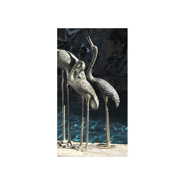 Image 1 Crane Birds 32" High Pond Spitter Fountains