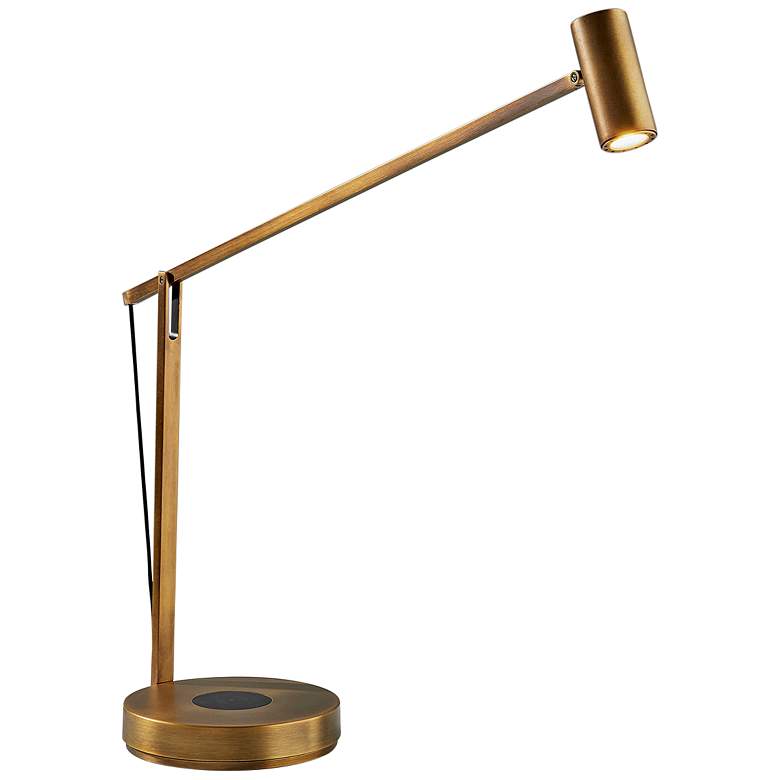 Image 1 Crane Brass Touch Desk Lamp with USB Port Wireless Charging