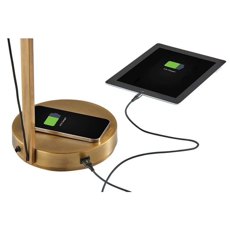 Image 5 Crane Brass Touch Desk Lamp with USB Port Wireless Charging more views