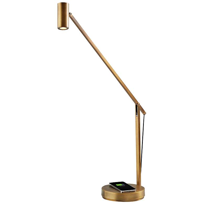 Image 7 Crane Brass Touch Desk Lamp with USB Port Wireless Charging more views
