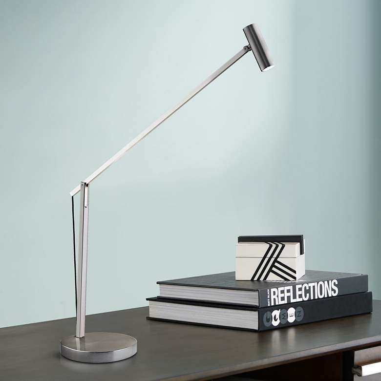 Image 1 Crane Brushed Steel Adjustable LED Desk Lamp