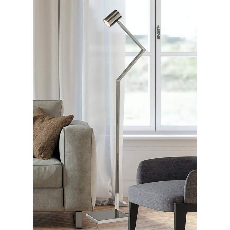 Image 2 Crane Polished Nickel Metal Touch Task Floor Lamp