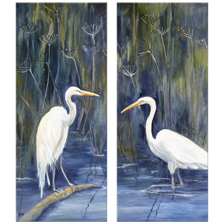 Image 1 Cranes 17 1/2 inch x42 inch Giclee Print Diptych Wall Art