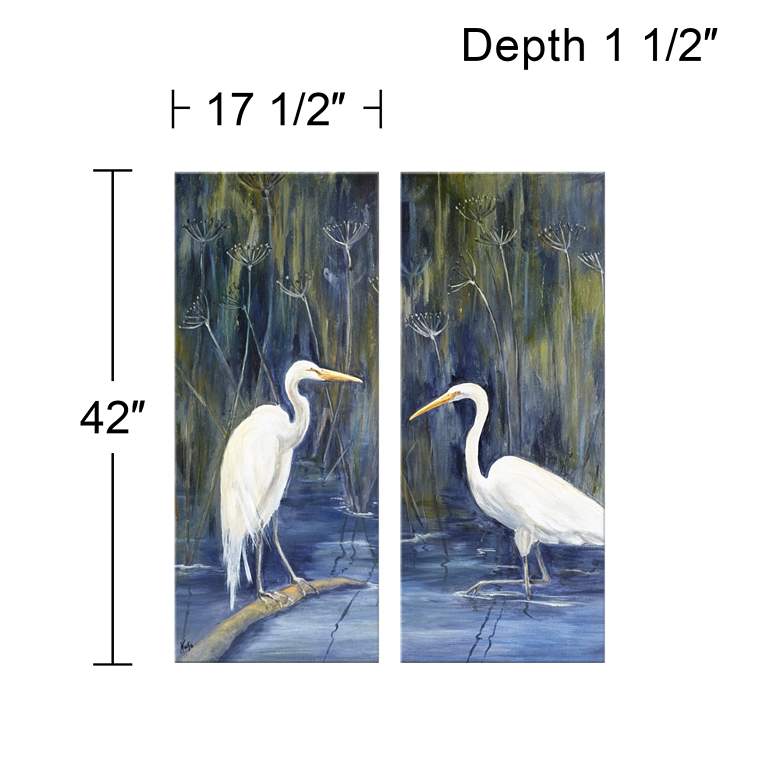 Image 2 Cranes 17 1/2" x42" Giclee Print Diptych Wall Art more views