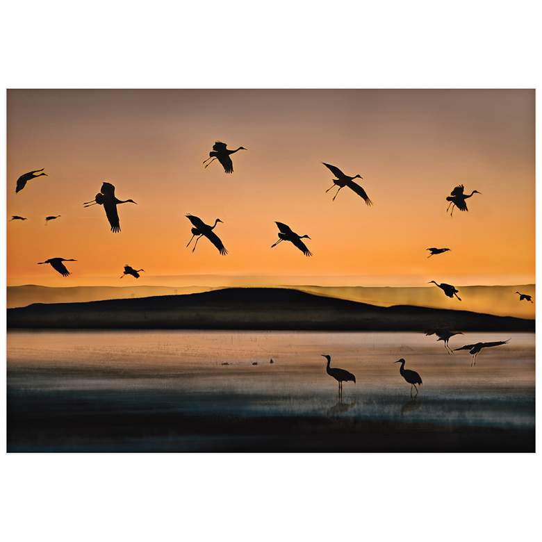 Image 1 Cranes at Sunset 32 inch Wide Wall Art Print