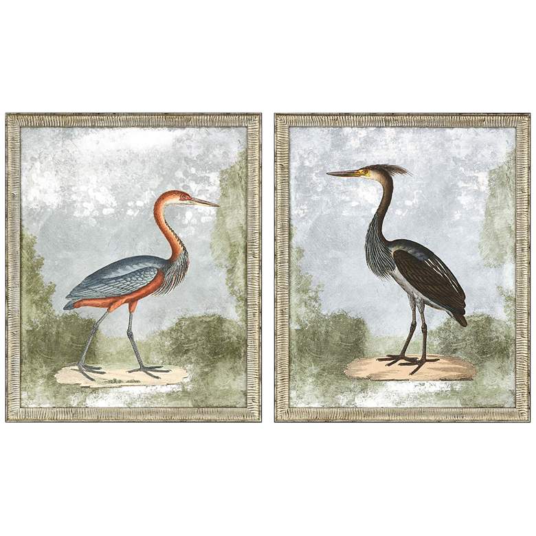 Image 3 Cranes II 33 inch High 2-Piece Framed Giclee Wall Art Set