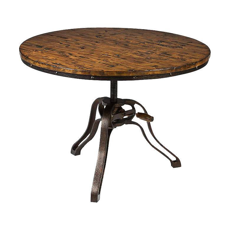 Image 1 Cranfill Aged Pine Round Adjustable Height Cocktail Table