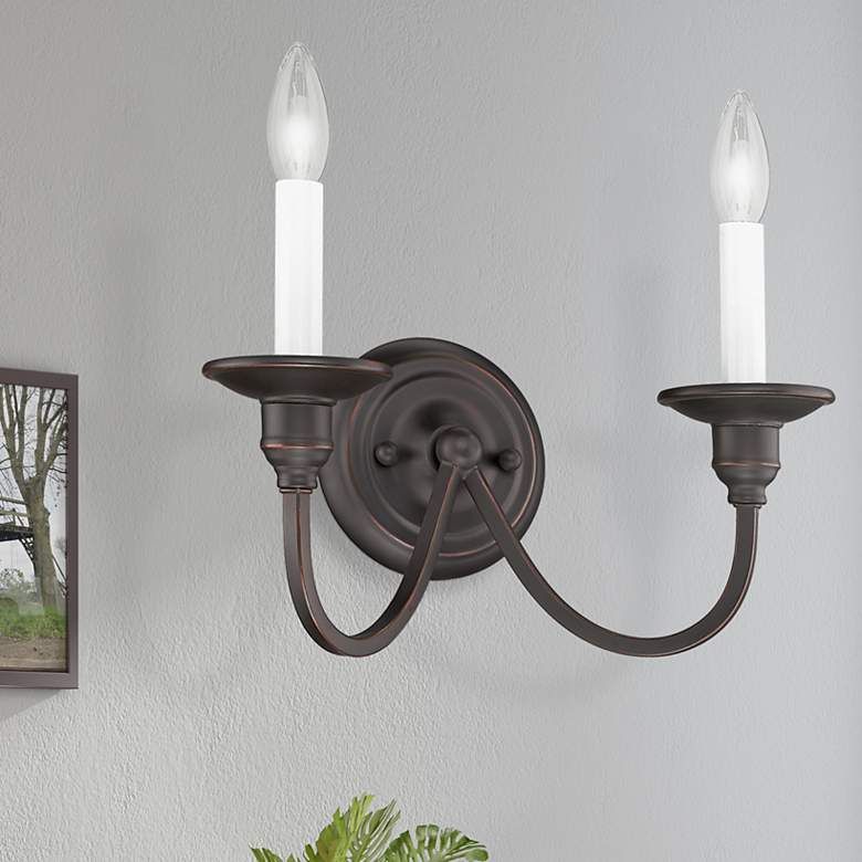 Image 1 Cranford 13-in W 2-Light Olde Bronze Candle Wall Sconce