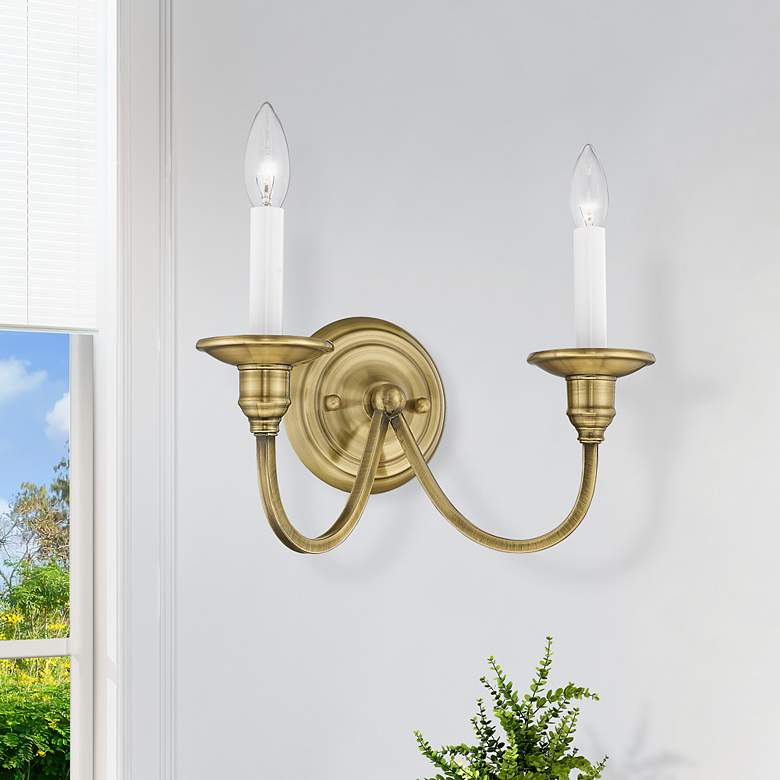 Image 1 Cranford 2-Light Antique Brass Candle Wall Sconce