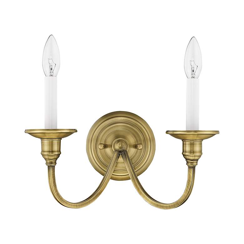 Image 3 Cranford 2-Light Antique Brass Candle Wall Sconce more views
